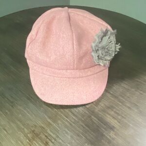 Adorable Pink Newsboy Cap with Flower Accent